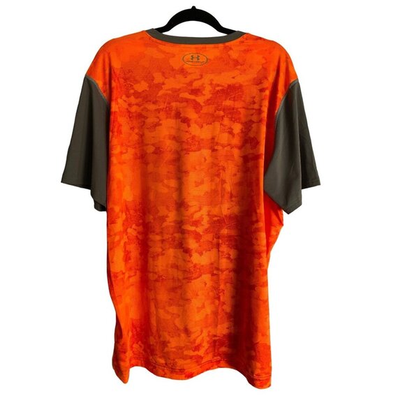 UNDER ARMOUR 2015 MEN'S HEATGEAR GRAY/ORANGE CAMO SS FITTED PERFORMANCE TEE SZ 2 - Picture 2 of 6